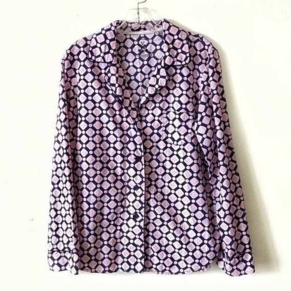 Victorias Secret‎ Sleepwear Sz S Navy Pink Button Front Relaxing Sleepshirt Y2K